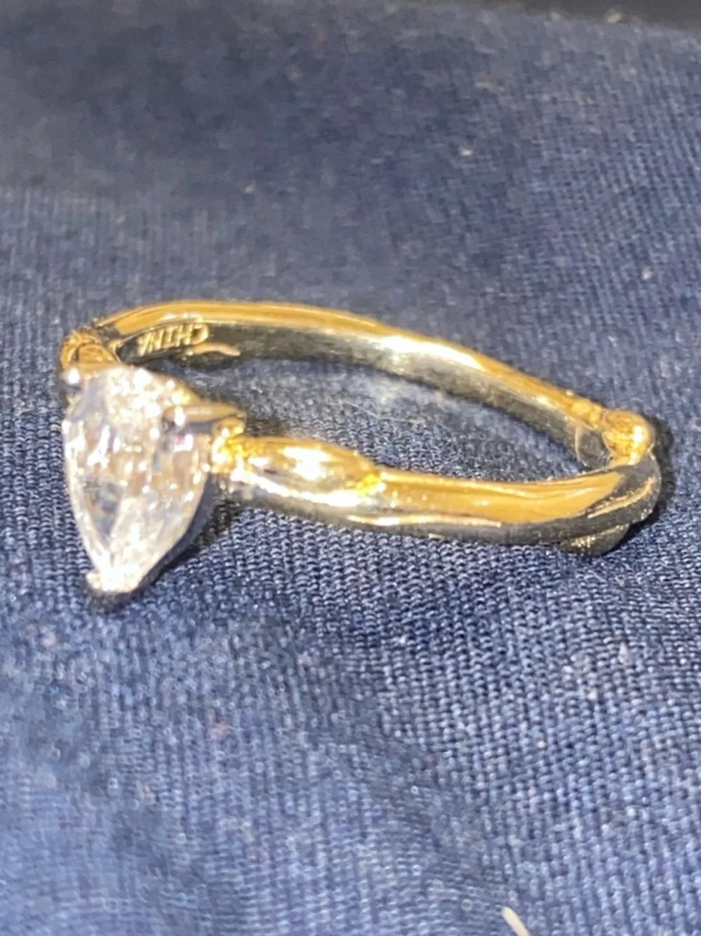 Pear-Shaped Clear Stone Gold Ring - Women Jewelry